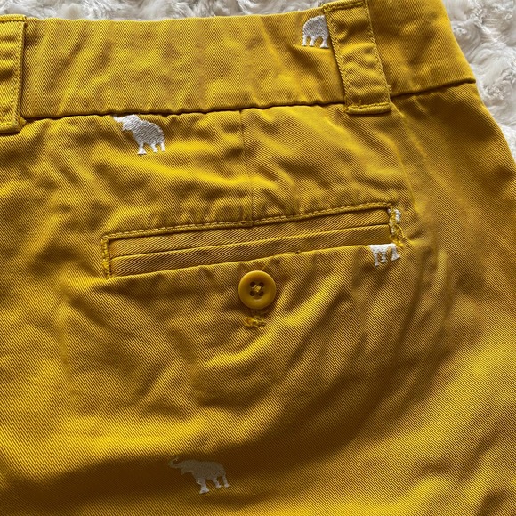 J. Crew Mustard Yellow Embroidered Elephant Classic Chino Shorts - Picture 6 of 8